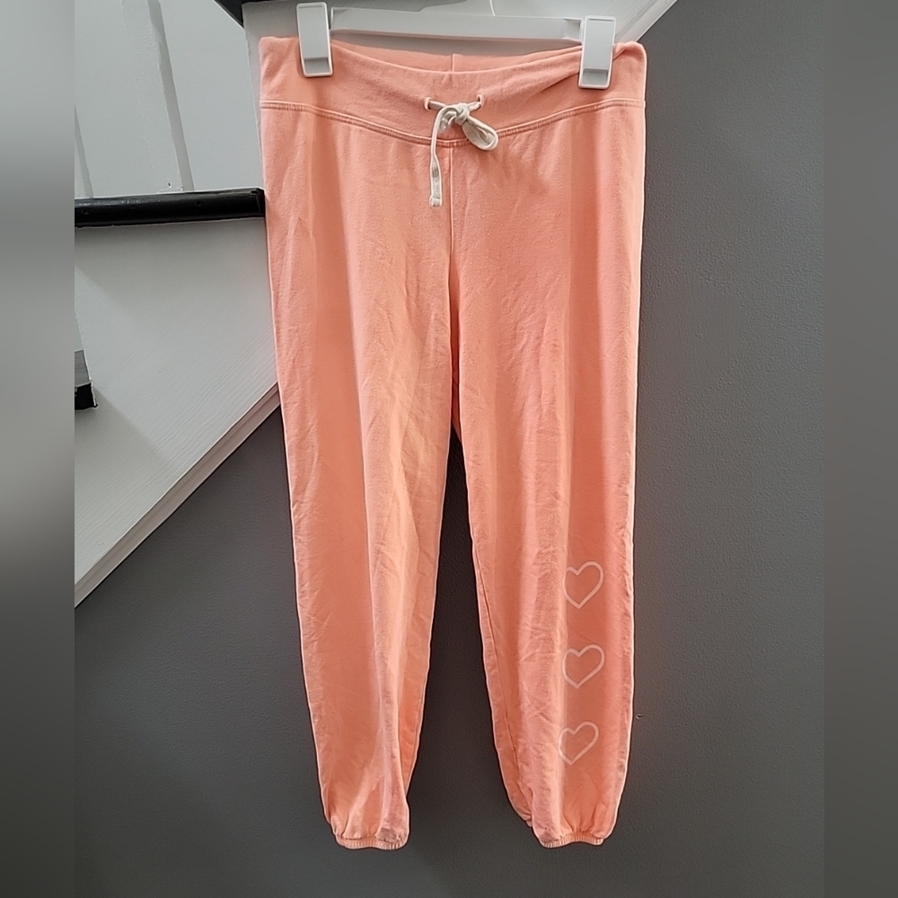Sundry Peach Drawstring Jogger Sweatpants with Heart Accents